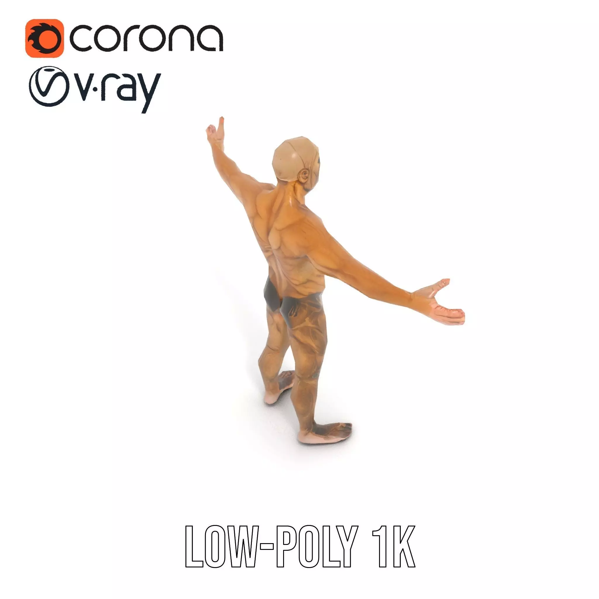 Muscular Human Character Model Pack with Detailed Texture Low-poly 3D model_16