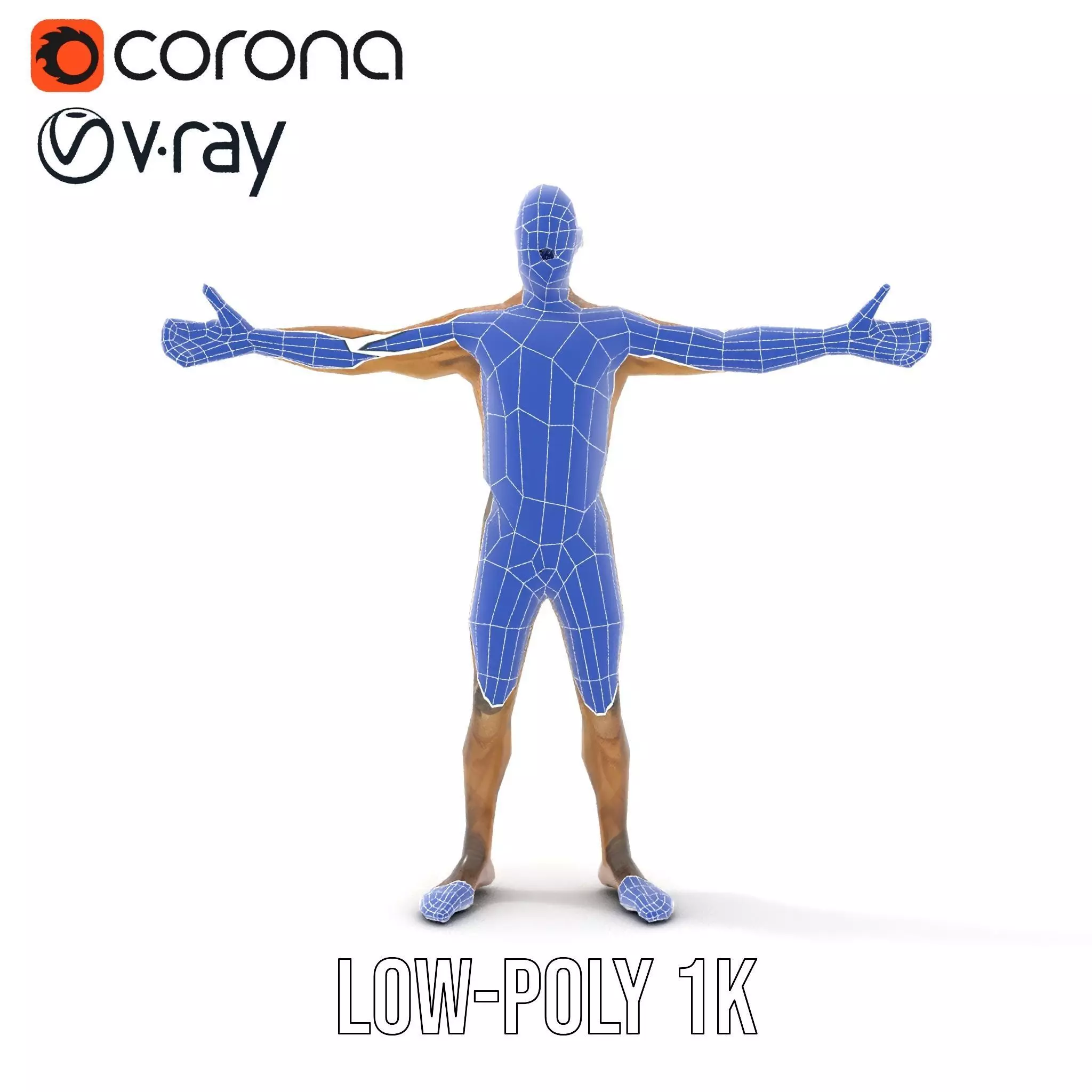 Muscular Human Character Model Pack with Detailed Texture Low-poly 3D model_25