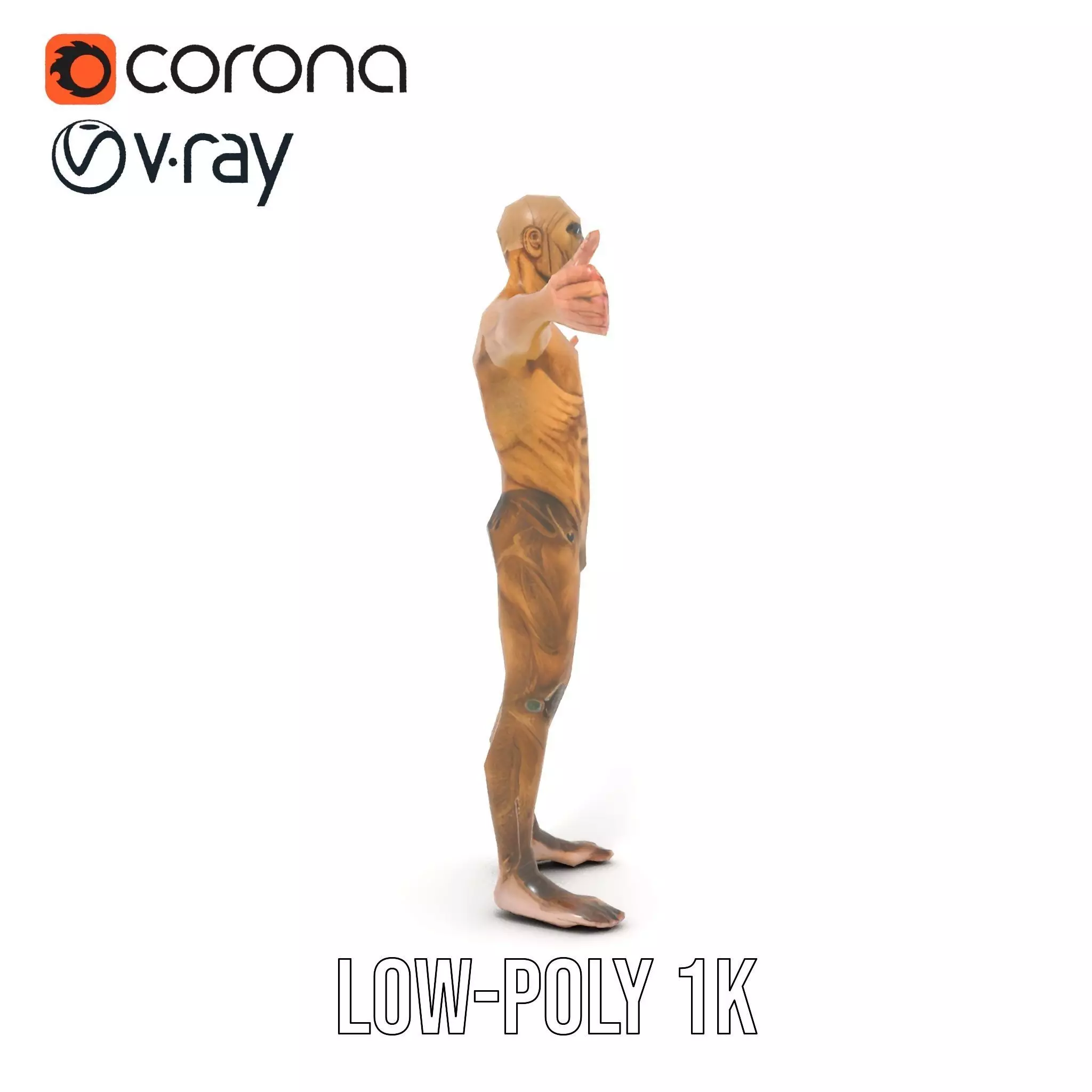 Muscular Human Character Model Pack with Detailed Texture Low-poly 3D model_10