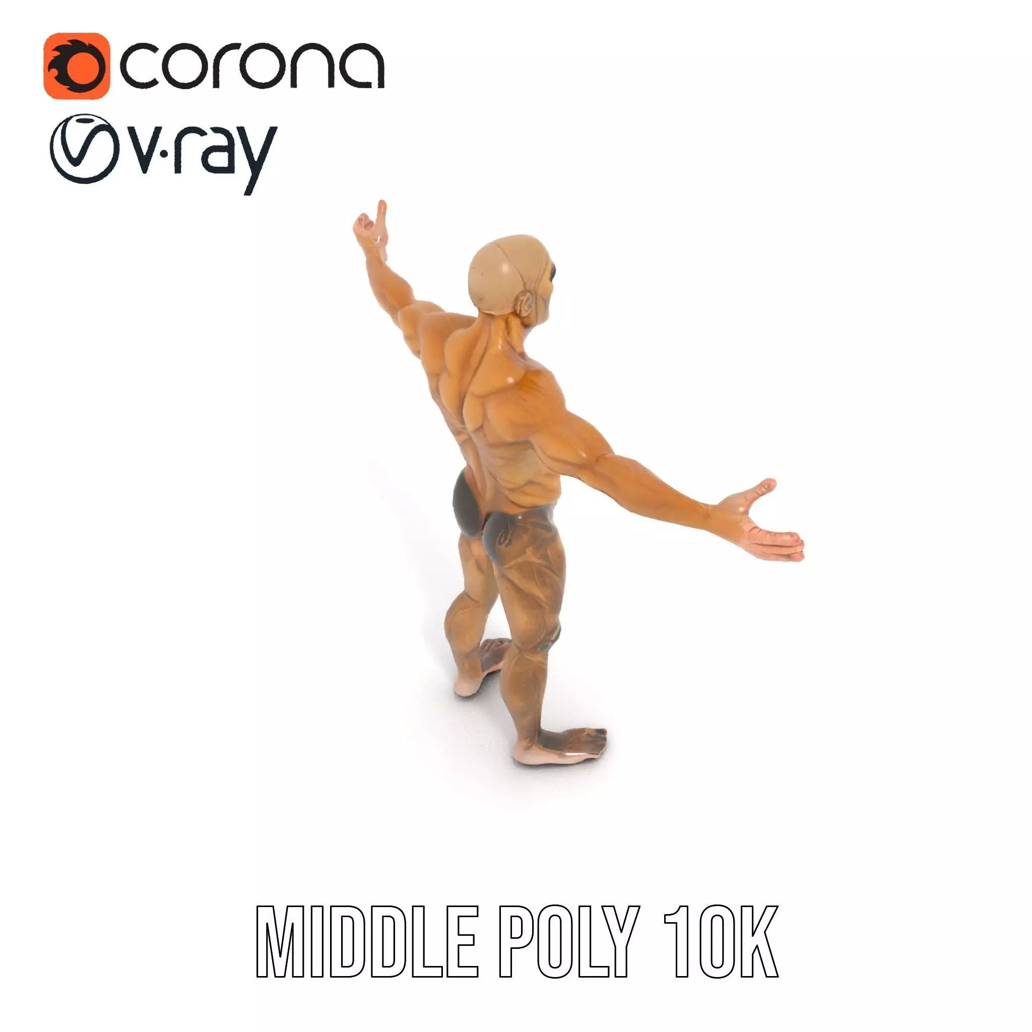 Muscular Human Character Model Pack with Detailed Texture Low-poly 3D model_5