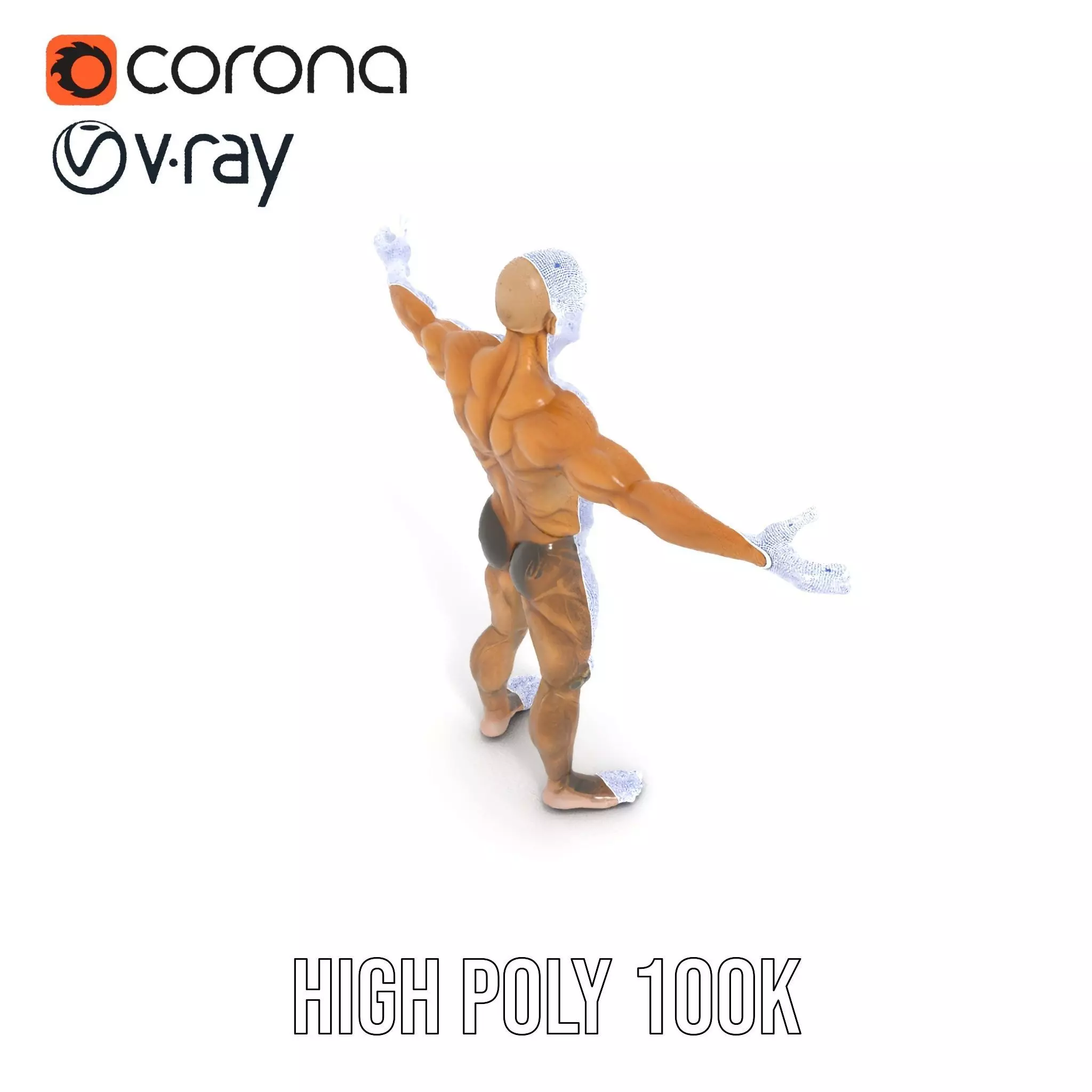 Muscular Human Character Model Pack with Detailed Texture Low-poly 3D model_14