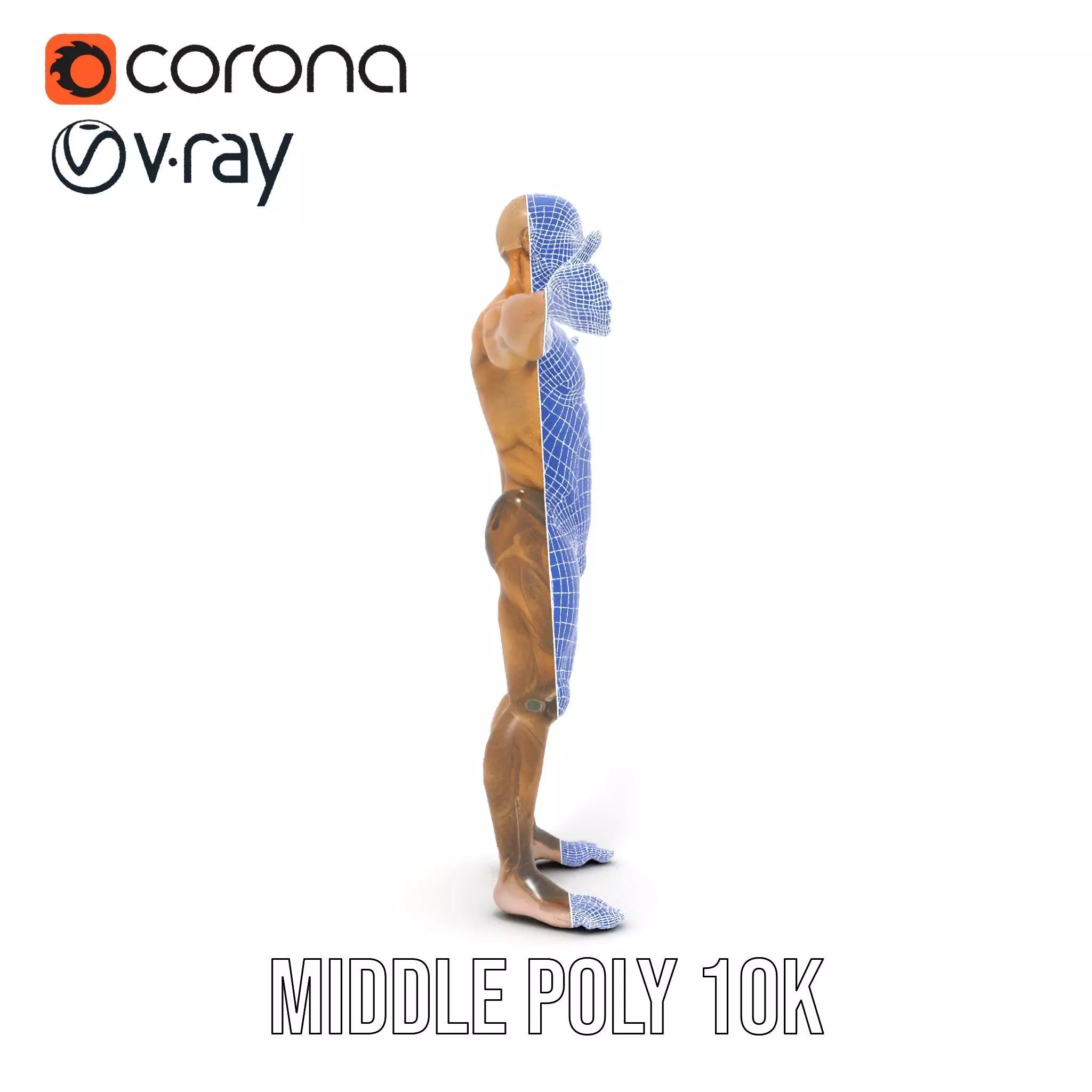 Muscular Human Character Model Pack with Detailed Texture Low-poly 3D model_24