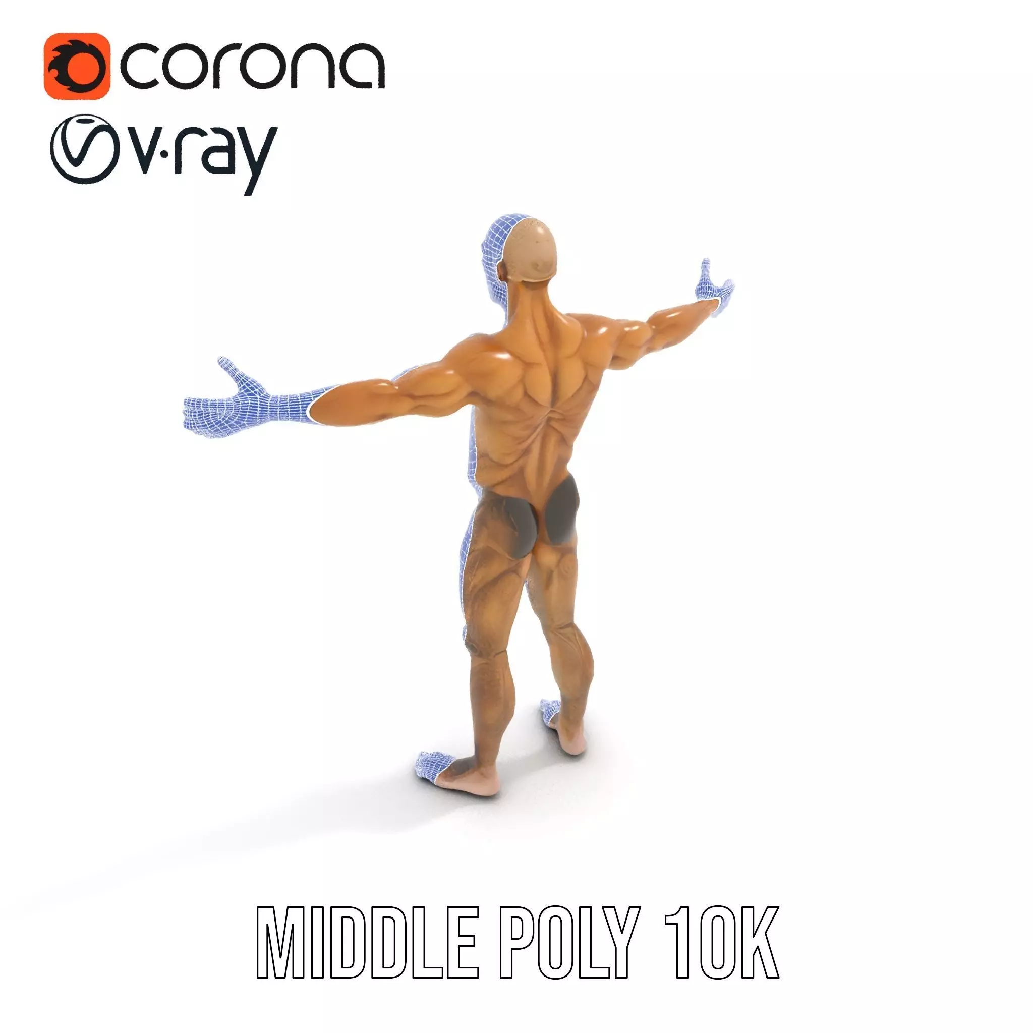 Muscular Human Character Model Pack with Detailed Texture Low-poly 3D model_18