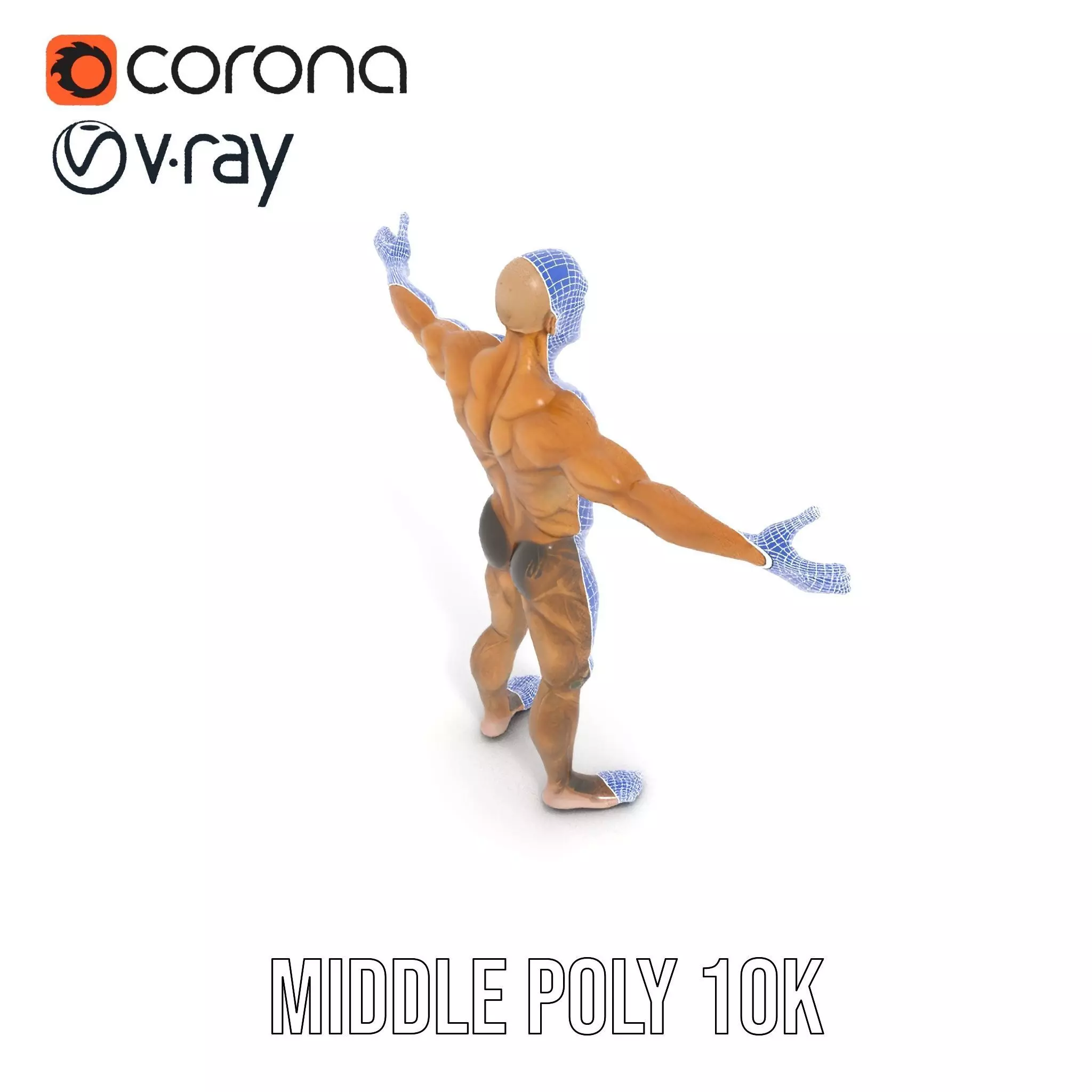 Muscular Human Character Model Pack with Detailed Texture Low-poly 3D model_29