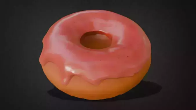 Donut with Pink Glaze Model 3D model Donut with Pink Glaze Model 3D model