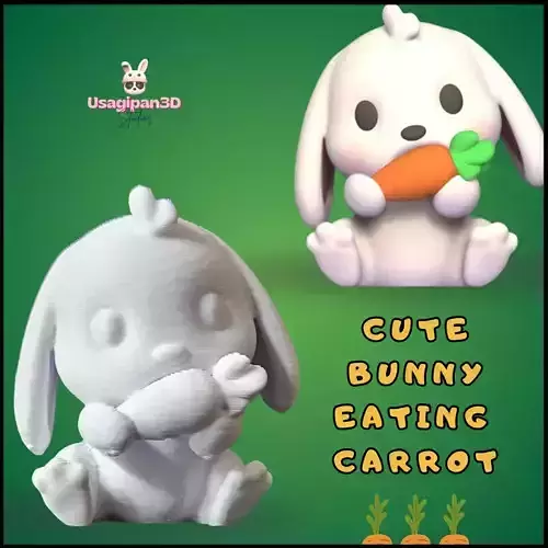 Cute Bunny Eating Carrot