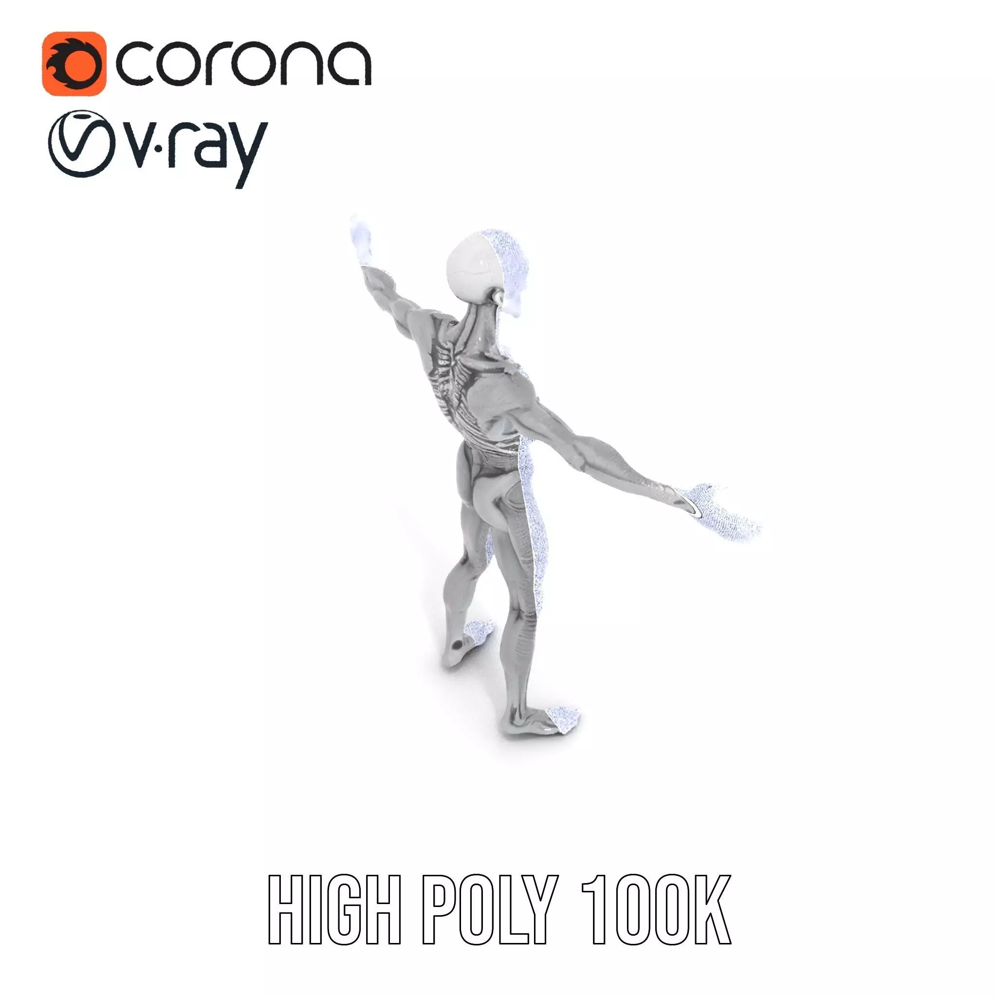 Alien Skeleton Model Pack with Luminous Eyes Low-poly 3D model_31