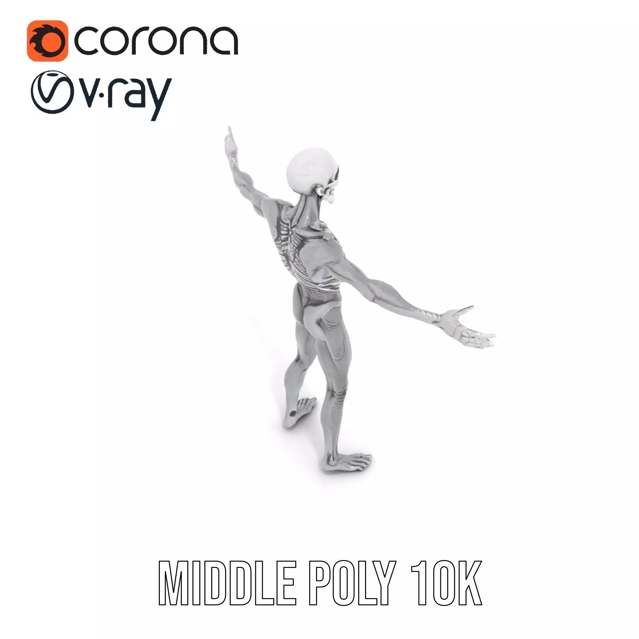 Alien Skeleton Model Pack with Luminous Eyes Low-poly 3D model_17