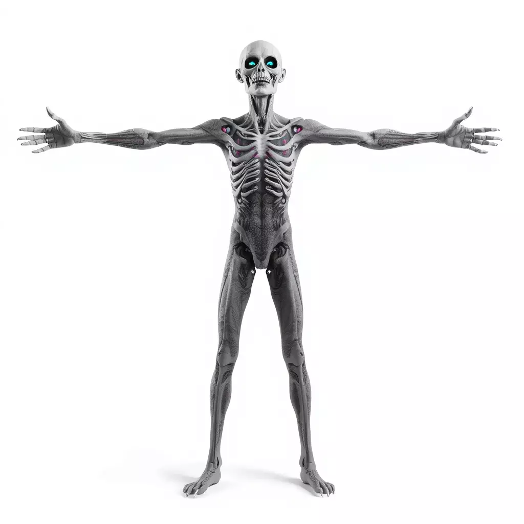 Alien Skeleton Model Pack with Luminous Eyes Low-poly 3D model_2