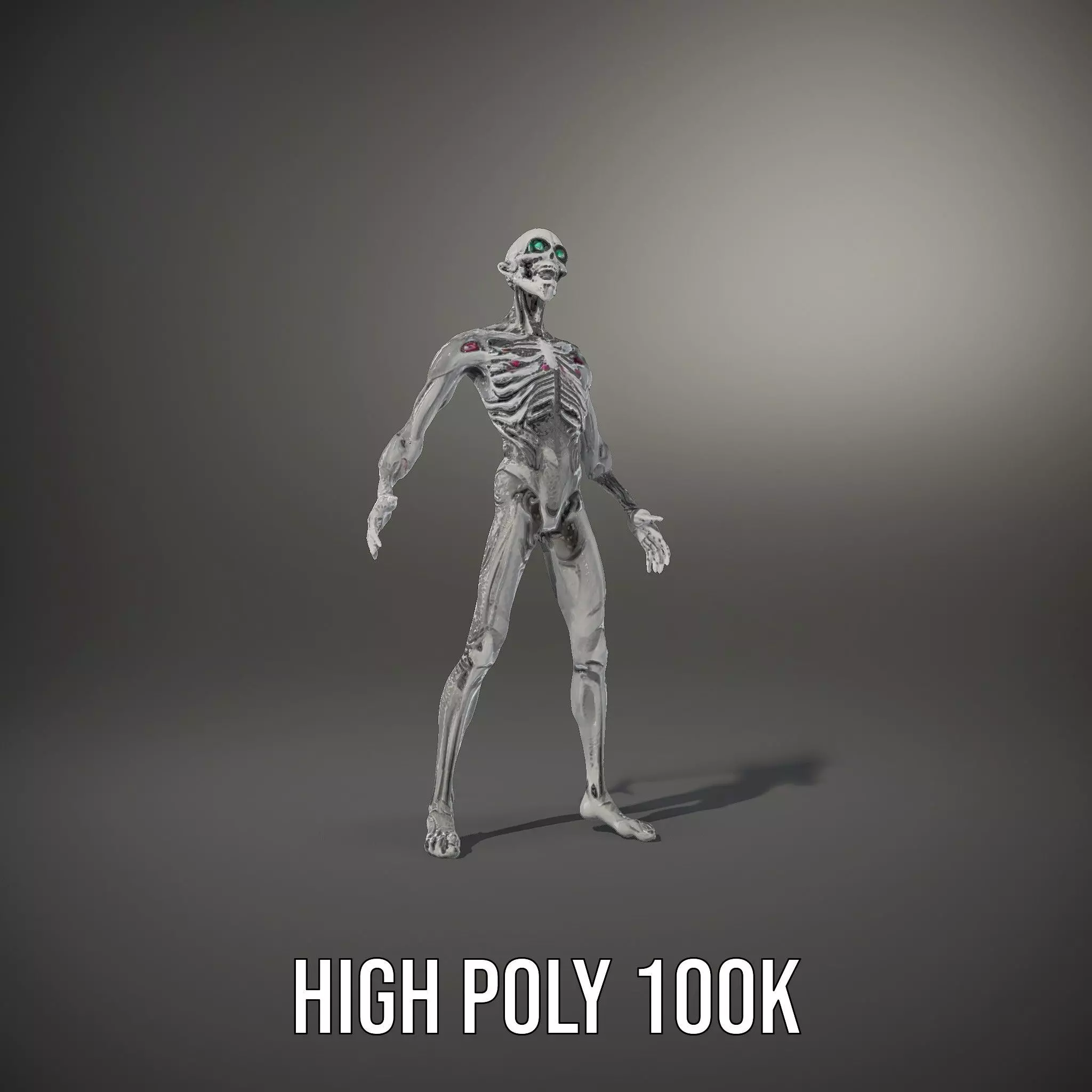 Alien Skeleton Model Pack with Luminous Eyes Low-poly 3D model_33