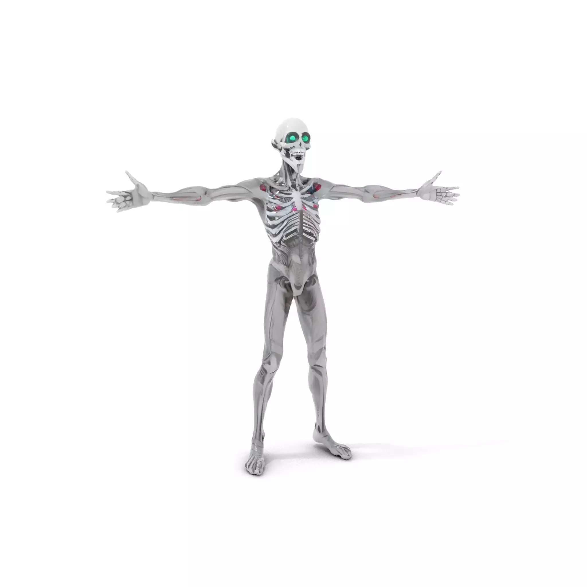 Alien Skeleton Model Pack with Luminous Eyes Low-poly 3D model_0