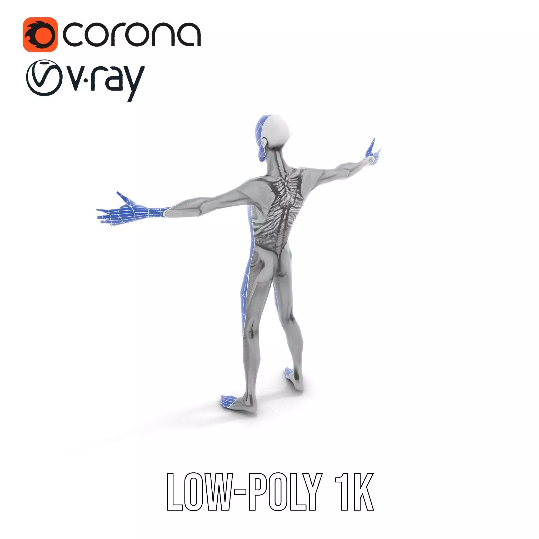 Alien Skeleton Model Pack with Luminous Eyes Low-poly 3D model_11