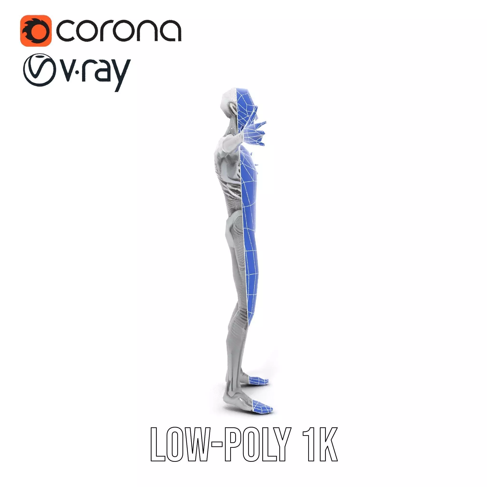 Alien Skeleton Model Pack with Luminous Eyes Low-poly 3D model_30