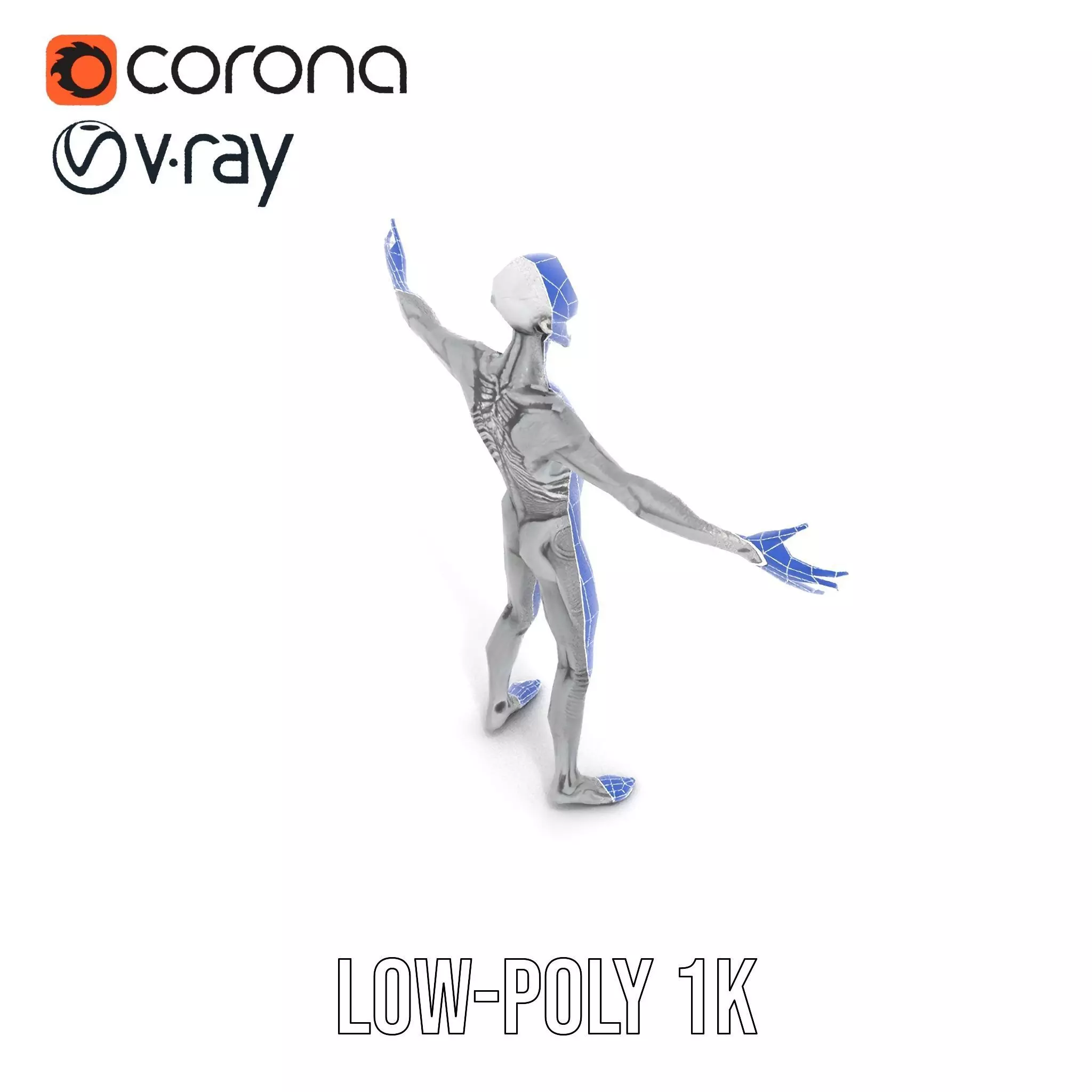 Alien Skeleton Model Pack with Luminous Eyes Low-poly 3D model_16