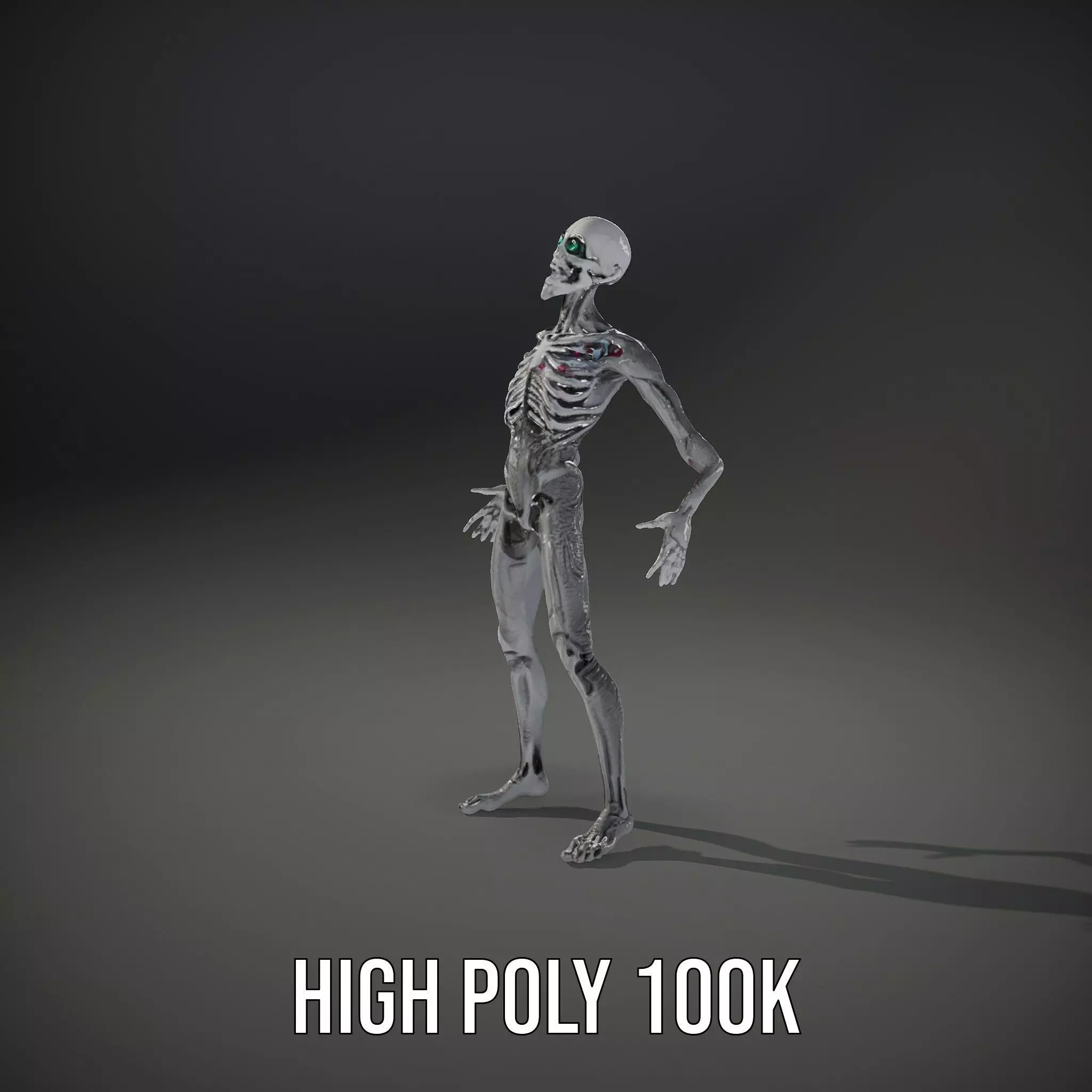 Alien Skeleton Model Pack with Luminous Eyes Low-poly 3D model_28