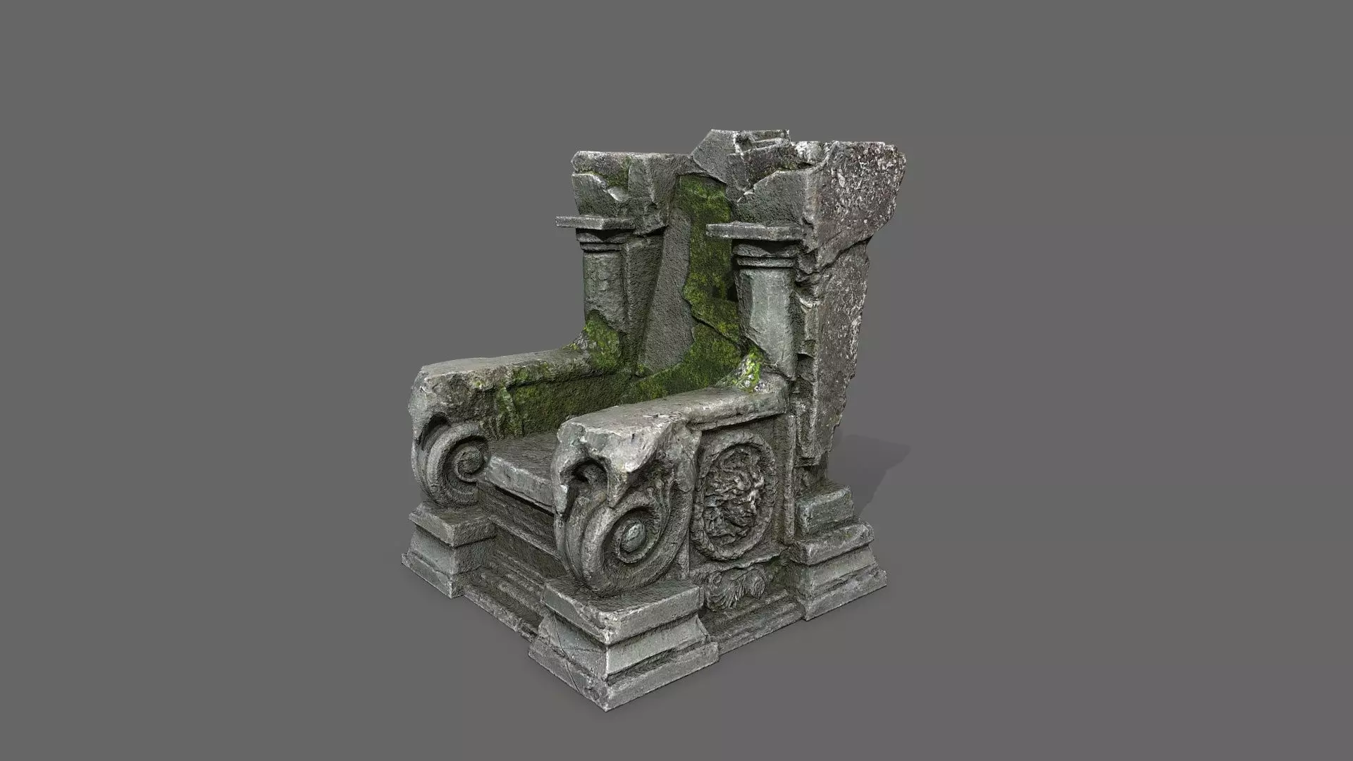 old throne Low-poly 3D model_2
