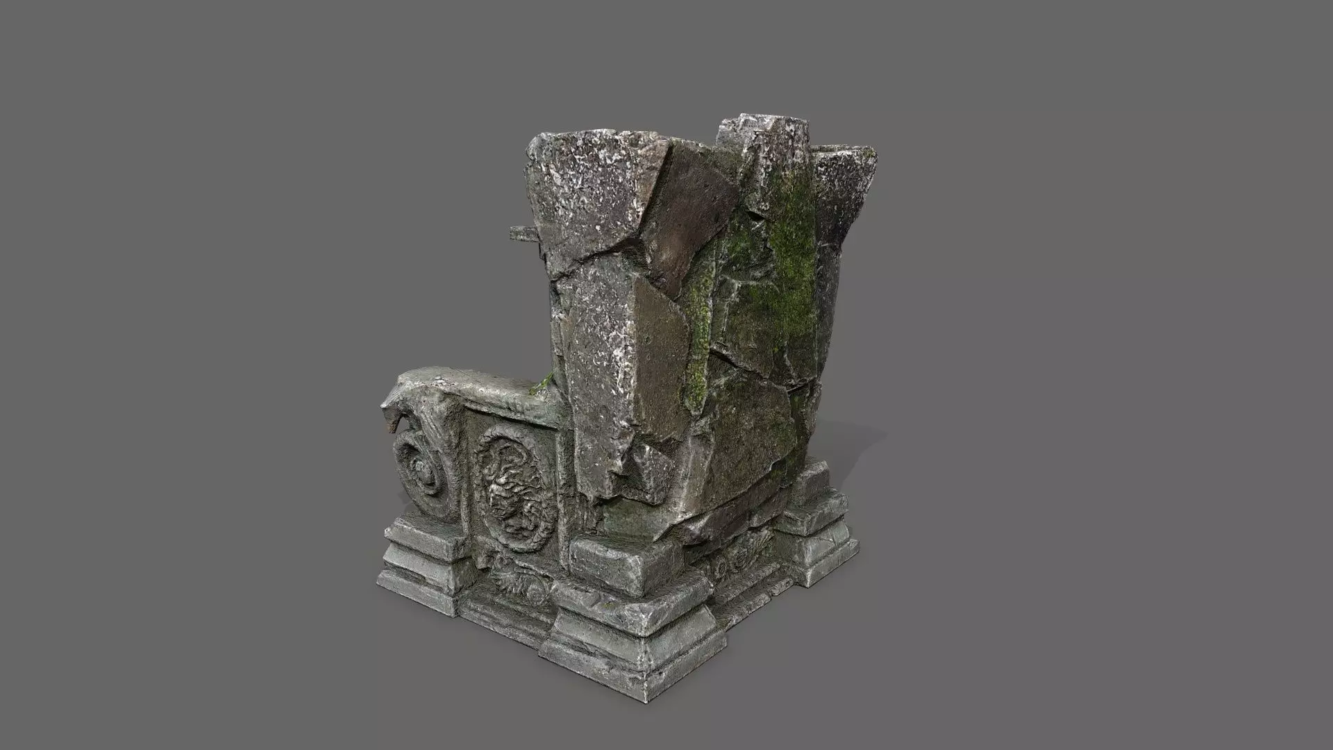 old throne Low-poly 3D model_4