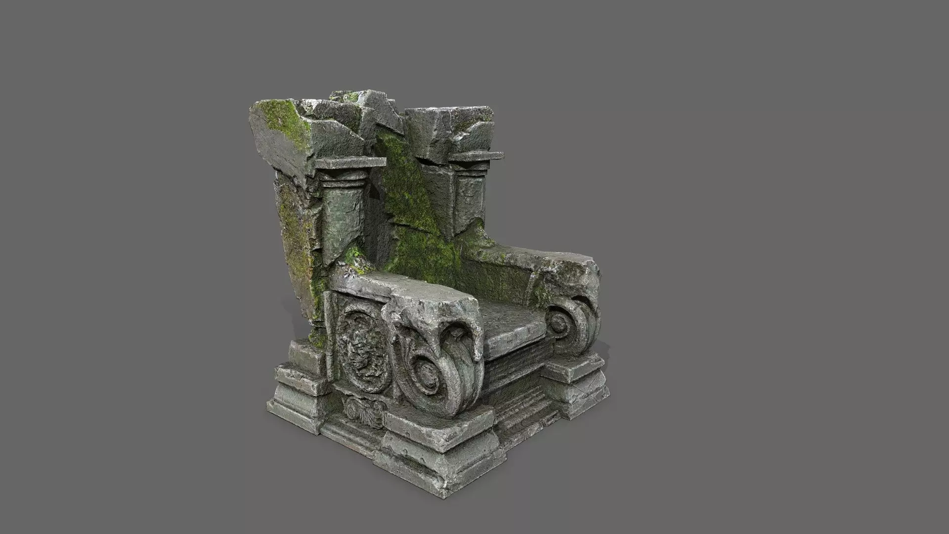 old throne Low-poly 3D model_8
