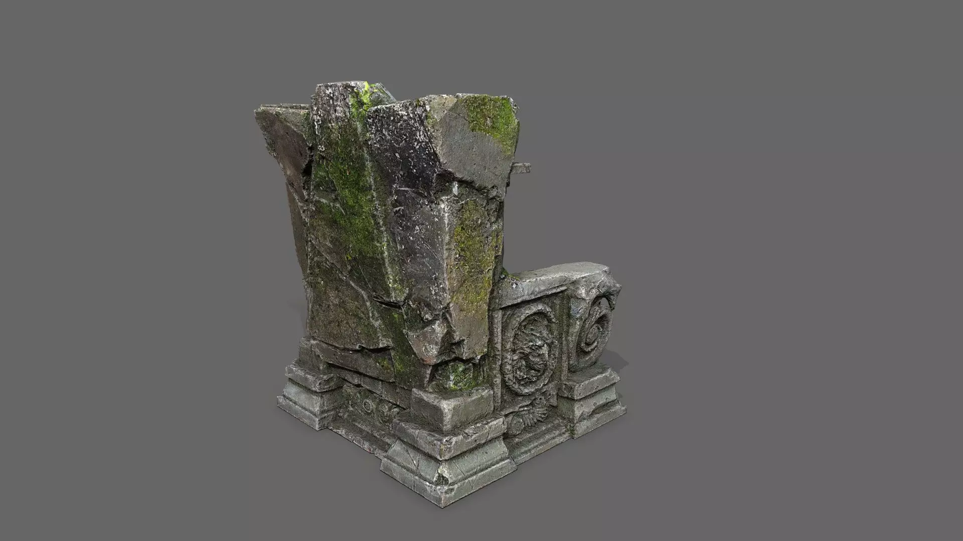 old throne Low-poly 3D model_6