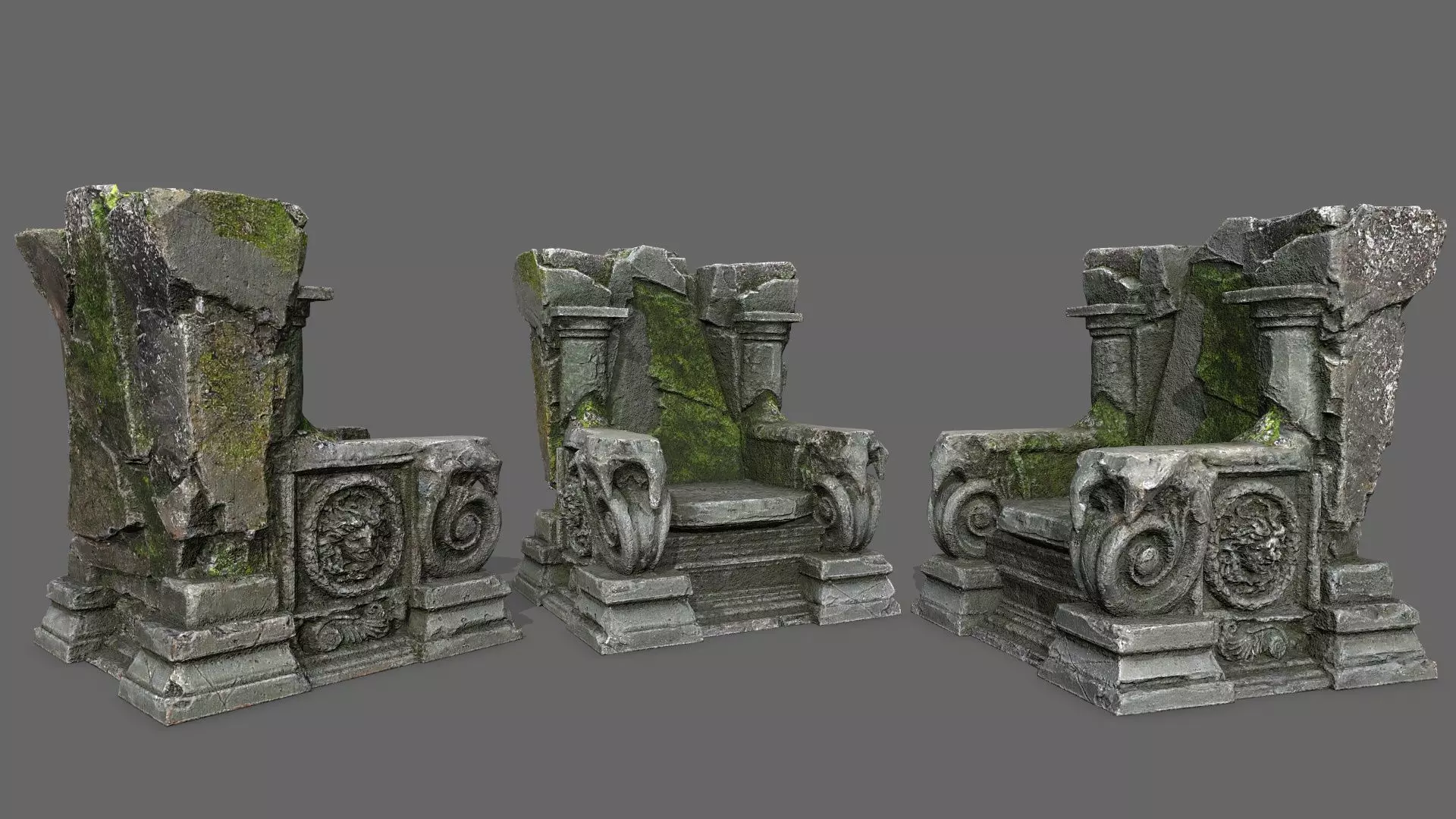 old throne Low-poly 3D model_0