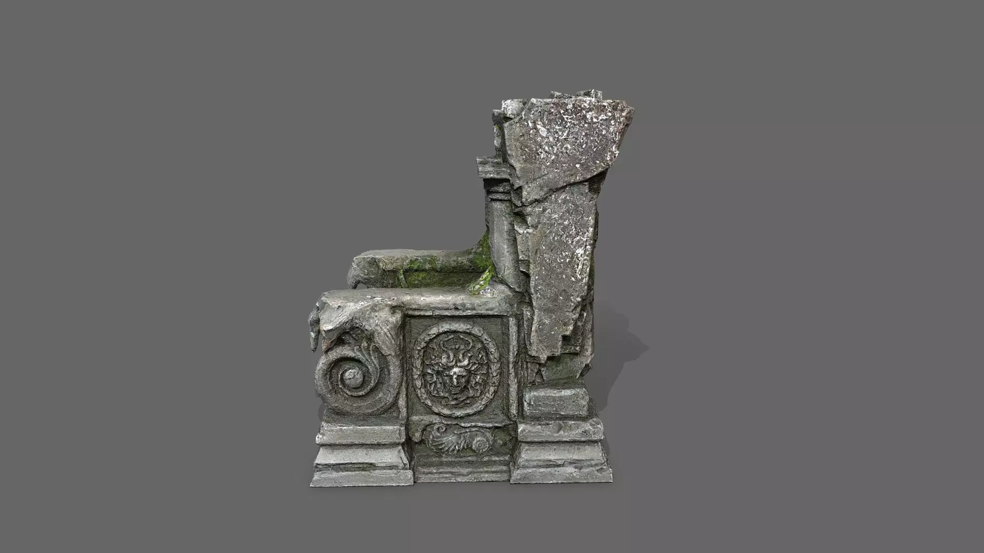 old throne Low-poly 3D model_3