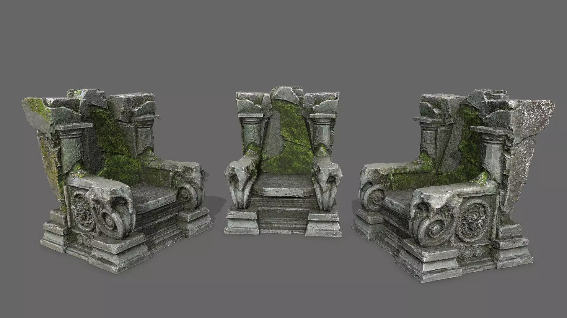 old throne Low-poly 3D model_1