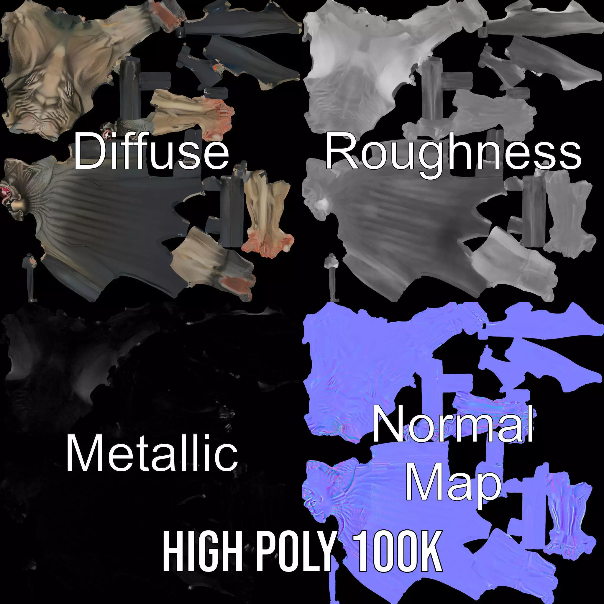 Vampire Creature Model Pack with Detailed Textures Low-poly 3D model_3