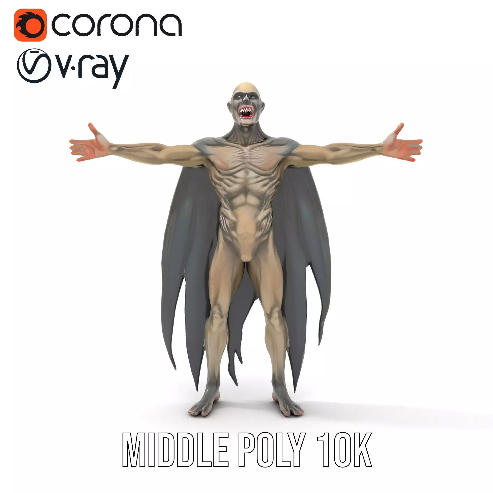 Vampire Creature Model Pack with Detailed Textures Low-poly 3D model_9