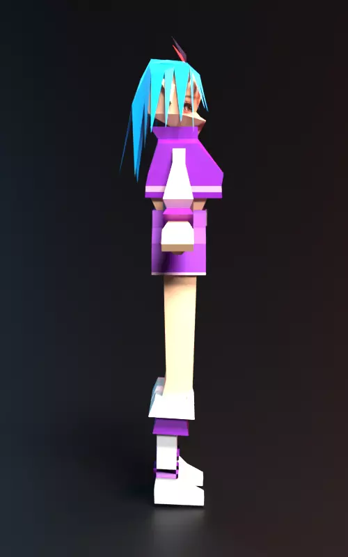 Low Poly Anime Girl Character Ready For Game Low-poly 3D model_1