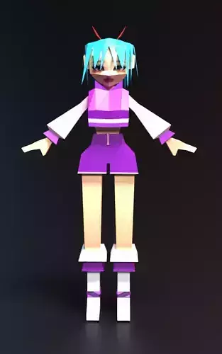 Low Poly Anime Girl Character Ready For Game Low-poly 3D model