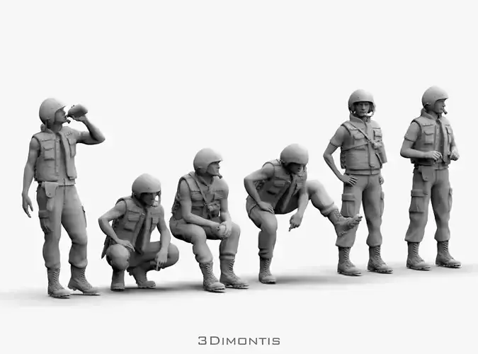 USA Soldiers Tank Crew Vietnam 3D print model