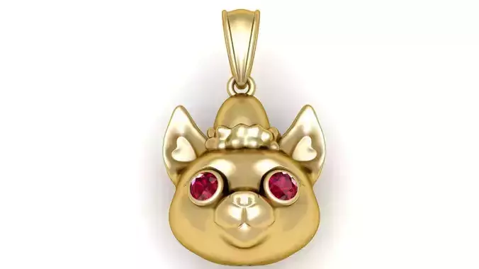 gold cat pendant 3D printable model 