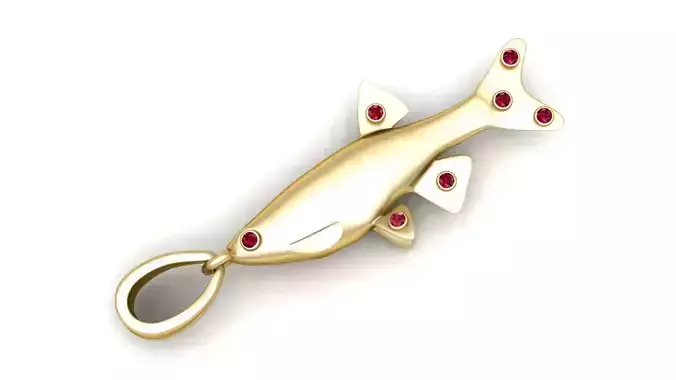 gold fish pendant 3D printable model 