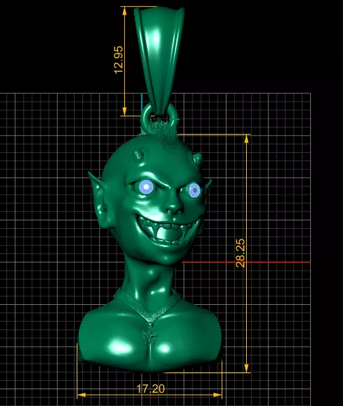 gold devil pendant 3D printable model  3D print model_3