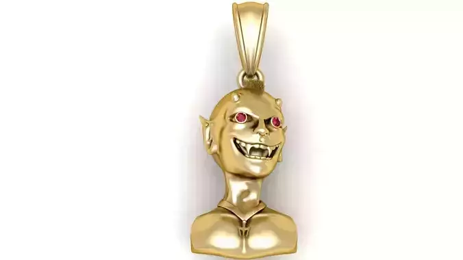 gold devil pendant 3D printable model 
