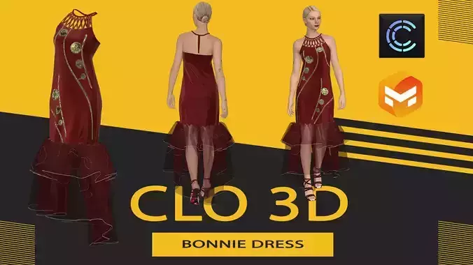 Bonnie dress Marvelous Designer or Clo3D ZPRJ