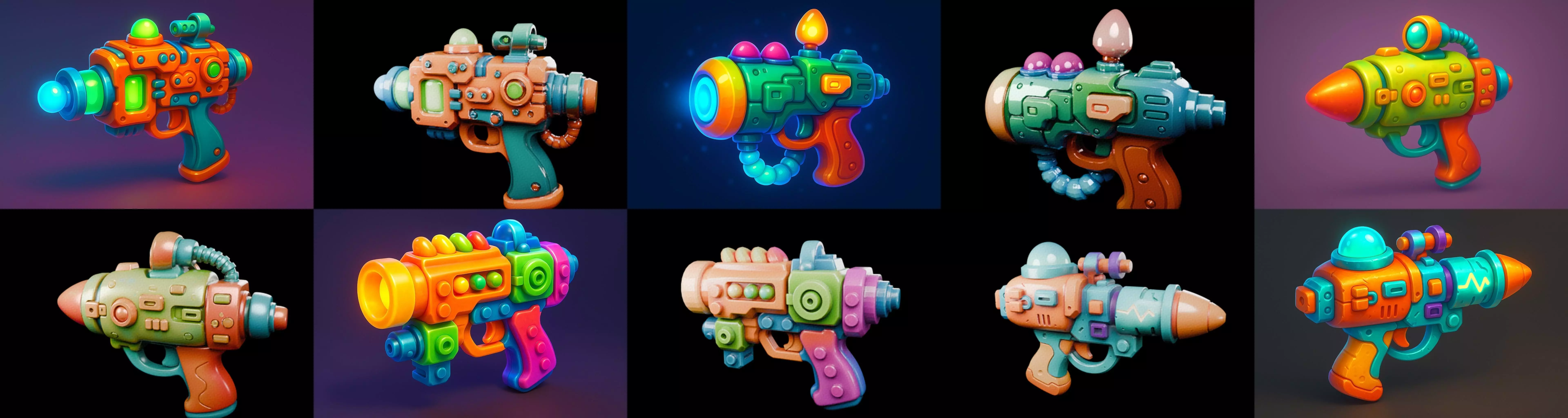 Pistol Gun bundle 8 pack 100 glb 3D model_18