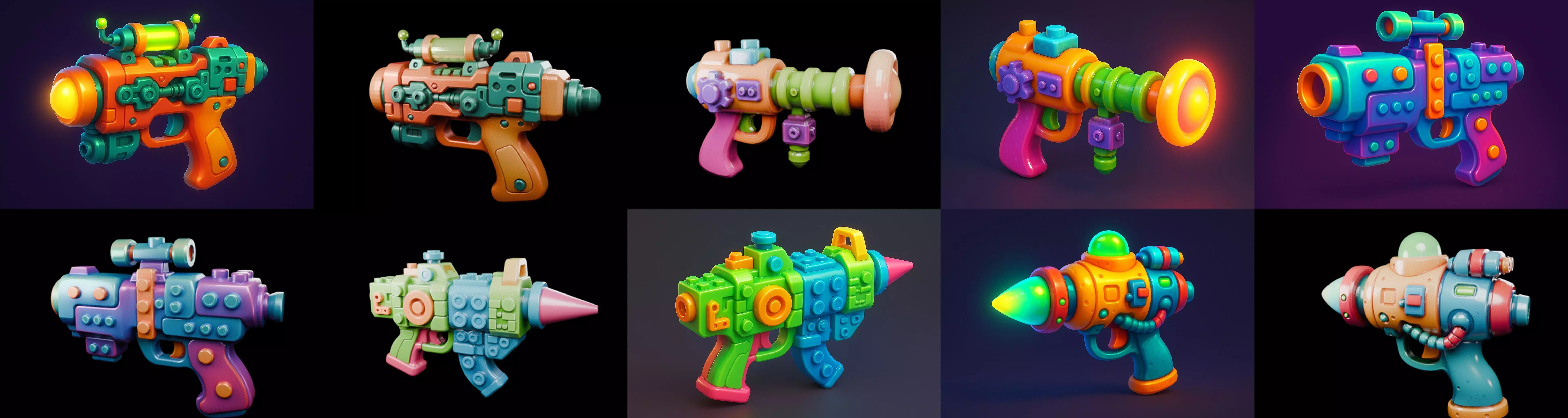 Pistol Gun bundle 8 pack 100 glb 3D model_19