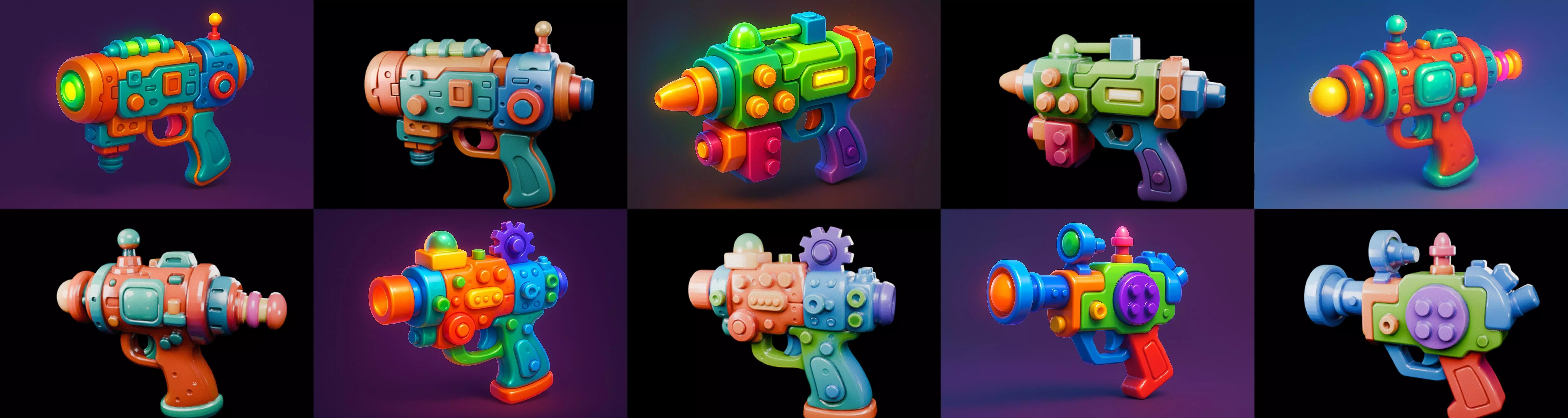 Pistol Gun bundle 8 pack 100 glb 3D model_2