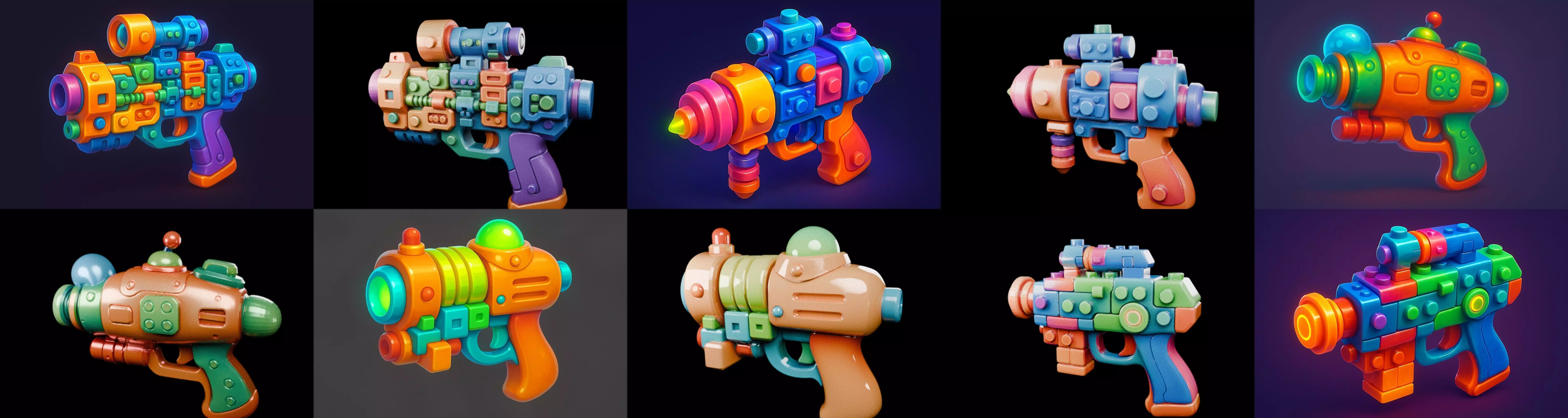 Pistol Gun bundle 8 pack 100 glb 3D model_4