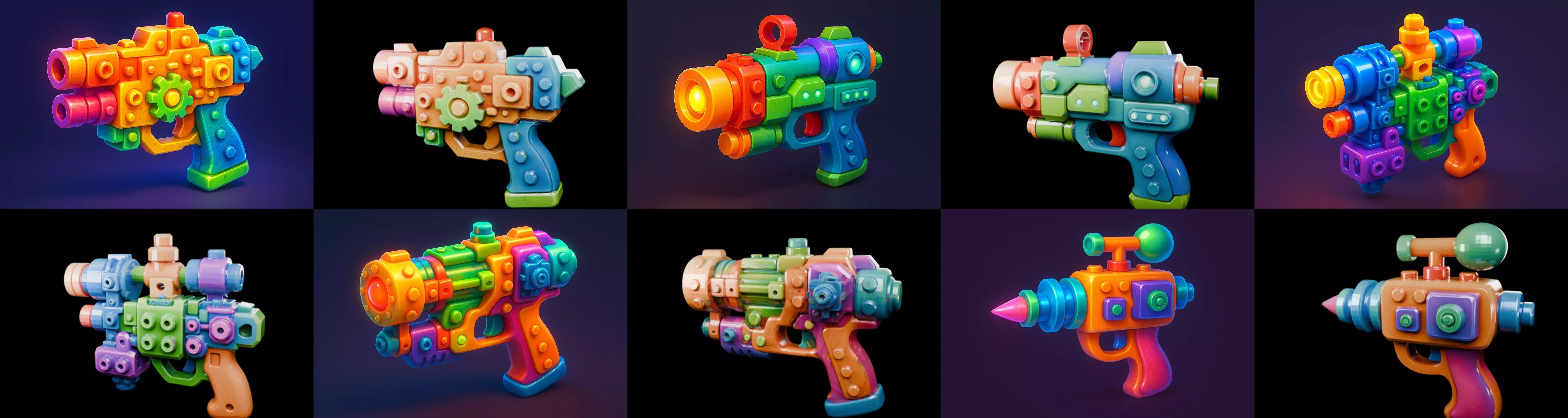 Pistol Gun bundle 8 pack 100 glb 3D model_8