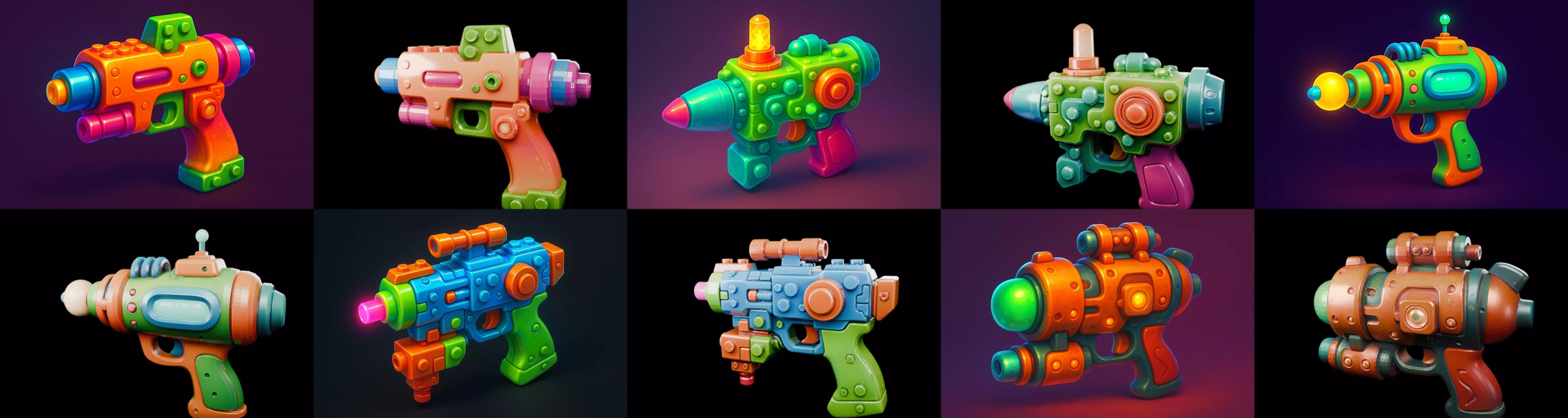 Pistol Gun bundle 8 pack 100 glb 3D model_0