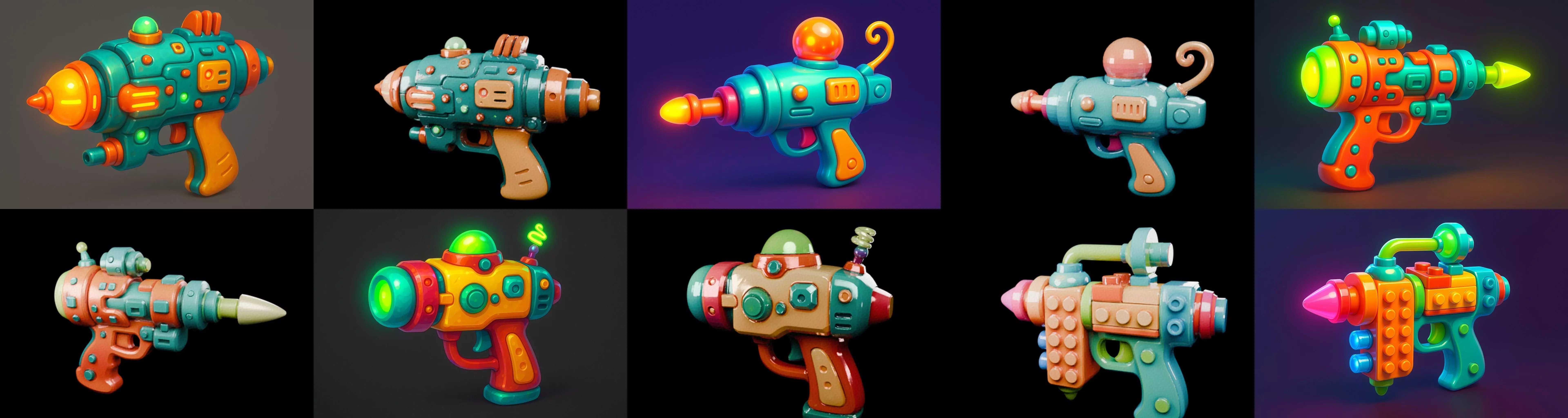 Pistol Gun bundle 8 pack 100 glb 3D model_1