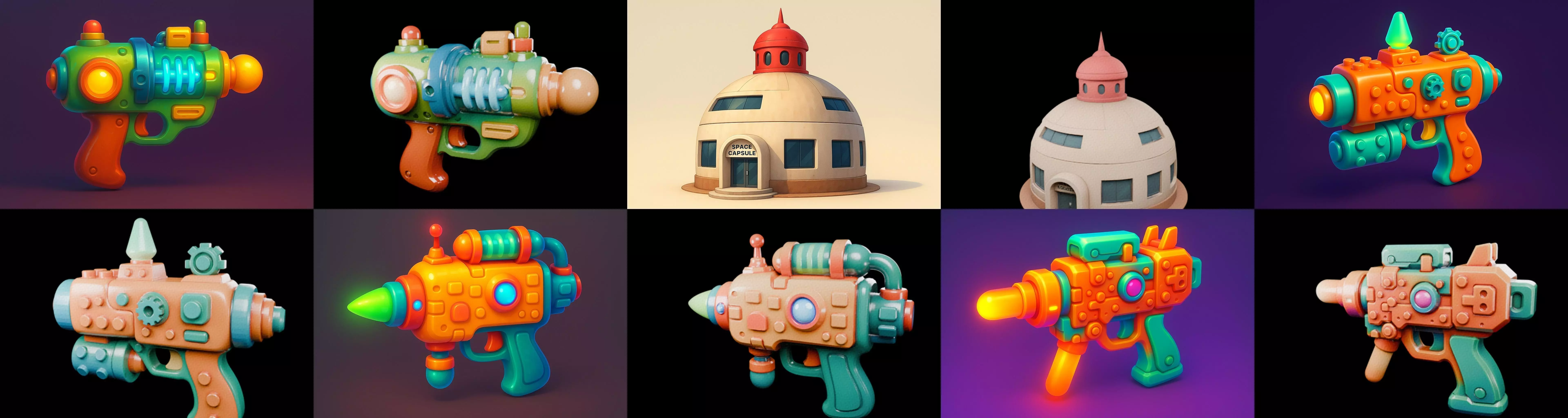 Pistol Gun bundle 8 pack 100 glb 3D model_14