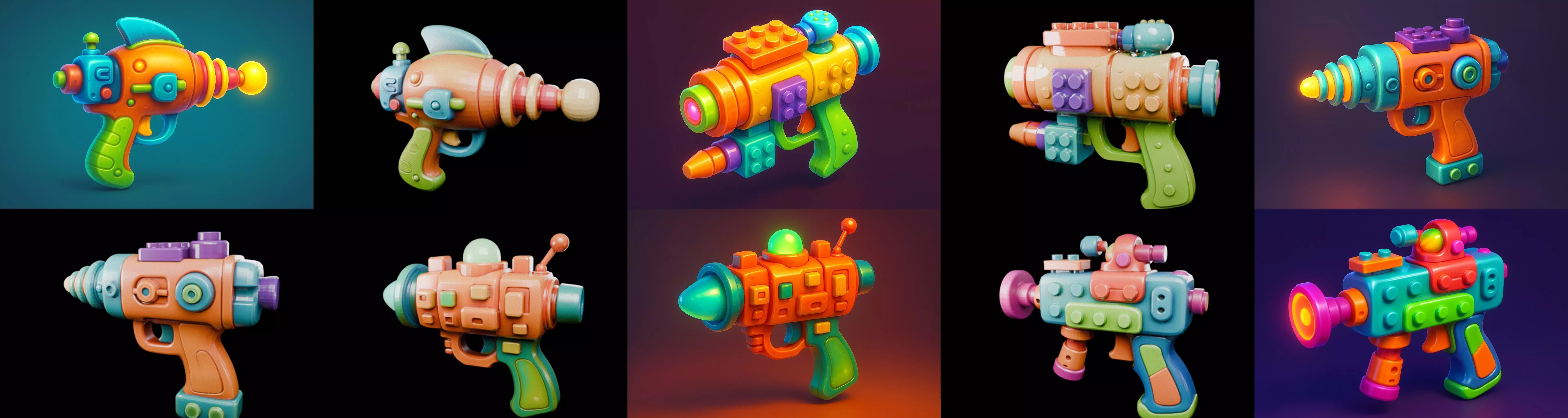 Pistol Gun bundle 8 pack 100 glb 3D model_17