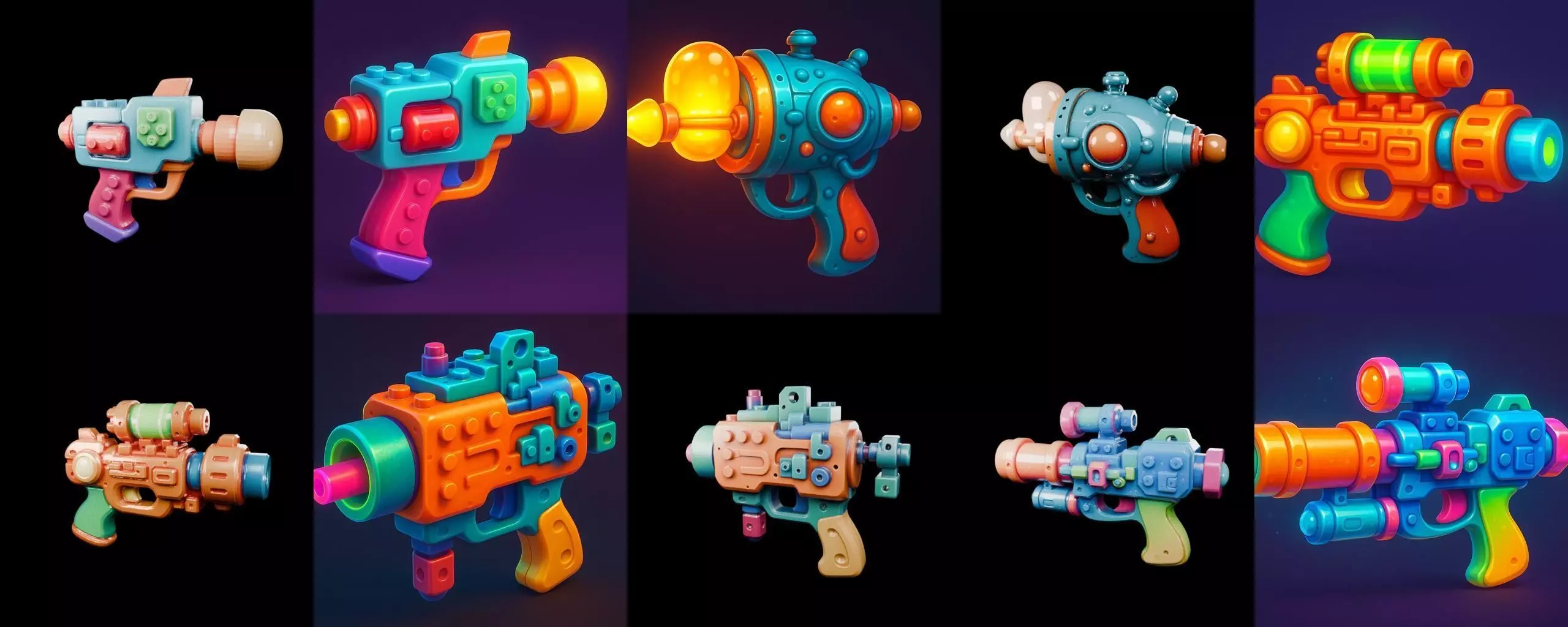 Pistol Gun bundle 8 pack 100 glb 3D model_3