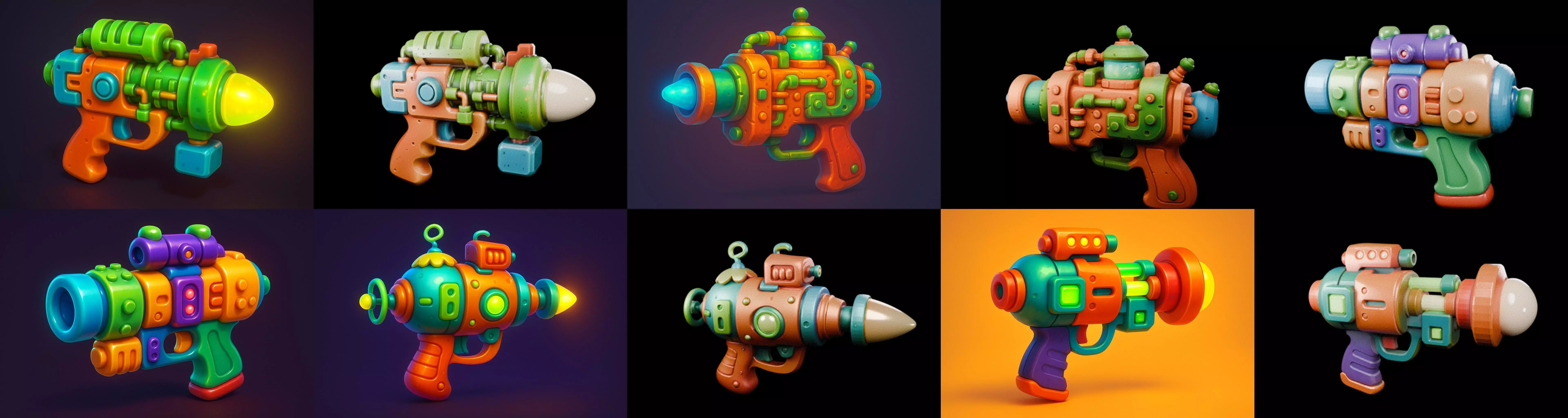 Pistol Gun bundle 8 pack 100 glb 3D model_15