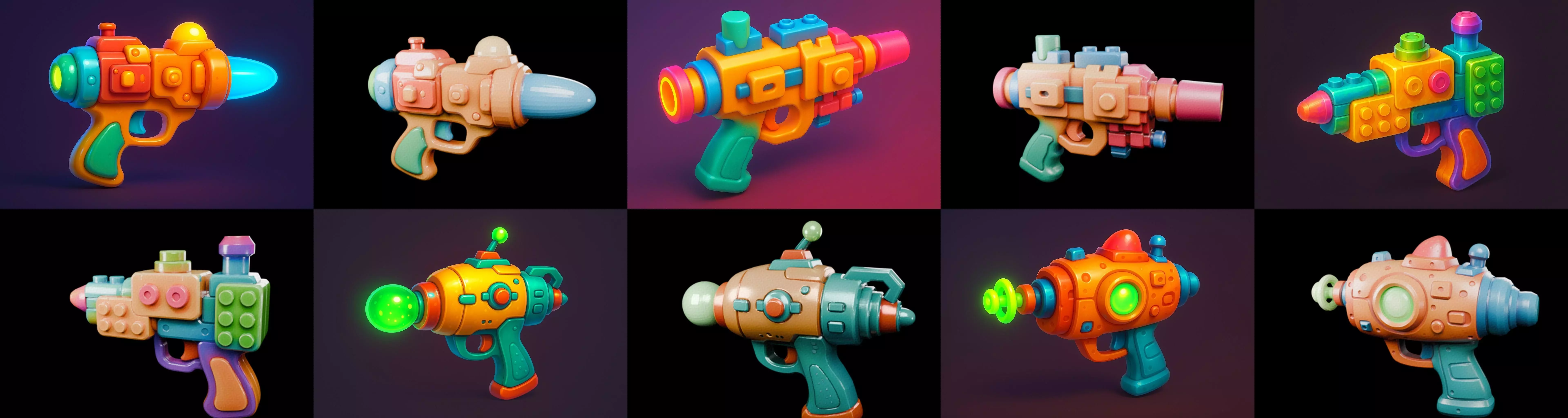 Pistol Gun bundle 8 pack 100 glb 3D model_7