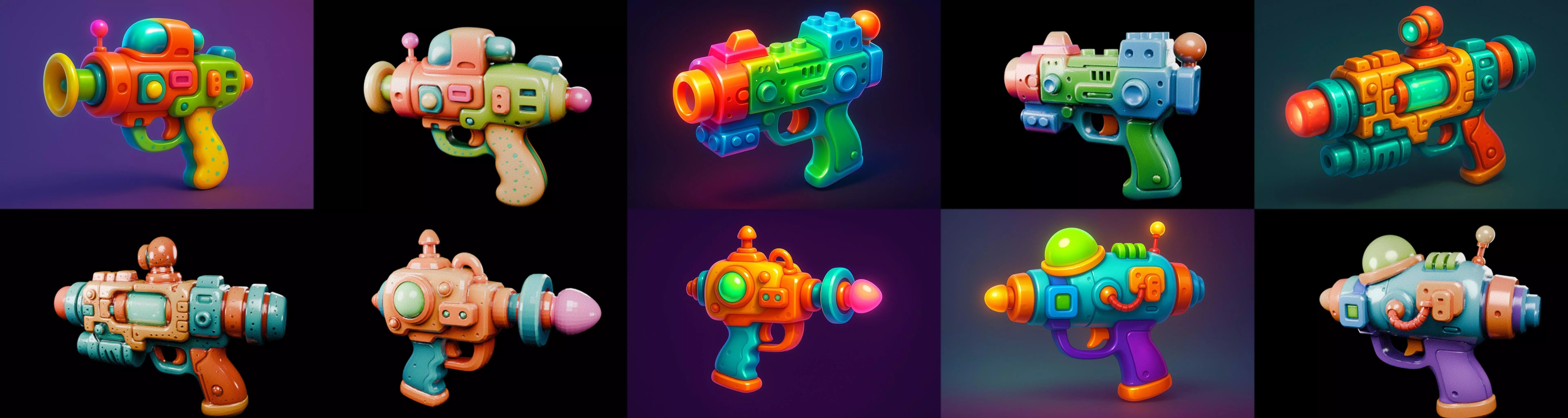 Pistol Gun bundle 8 pack 100 glb 3D model_10