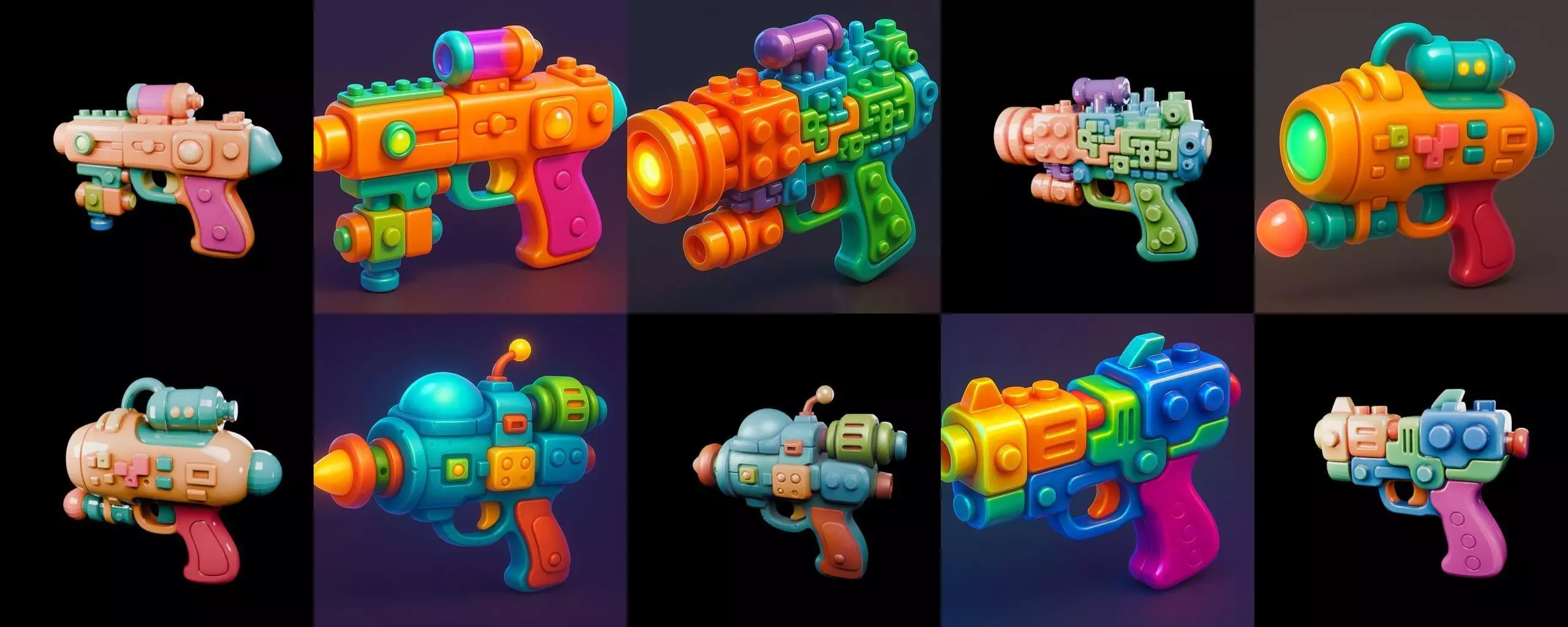 Pistol Gun bundle 8 pack 100 glb 3D model_16